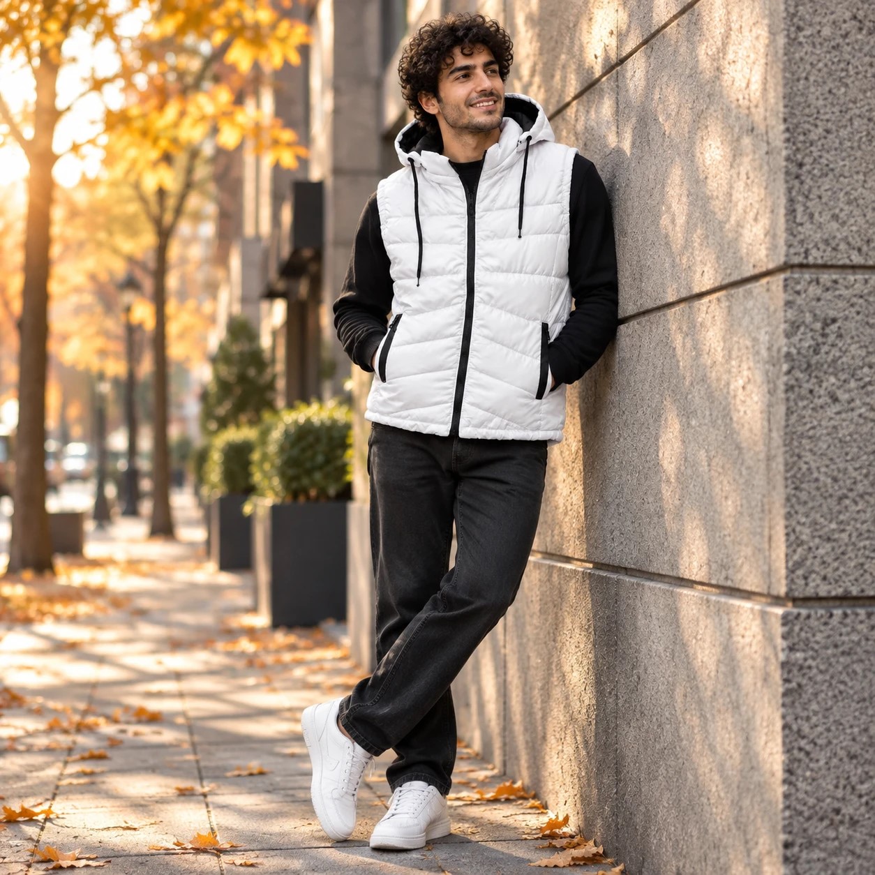 پافر کلاهدار مردانه زنانه مدل Zinox-سفید